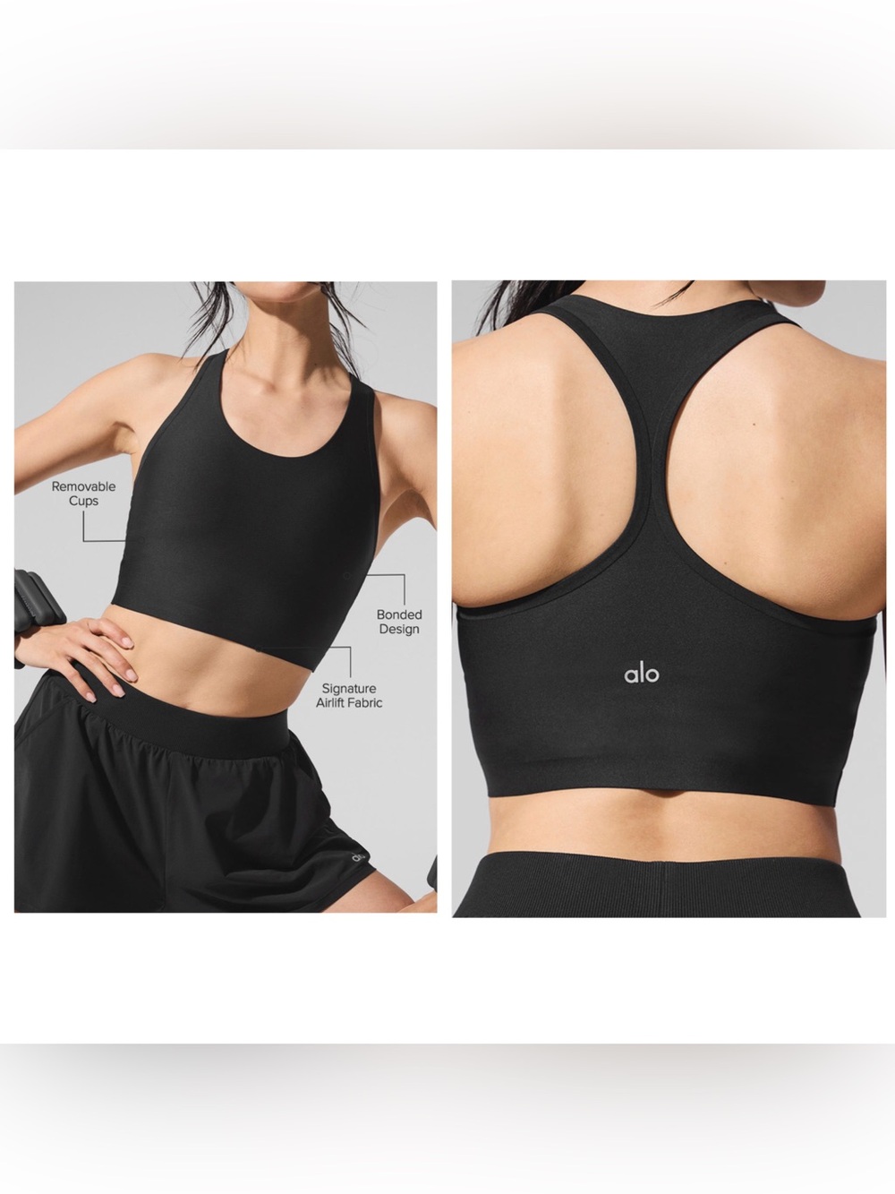 ALO Airlift Super Sleek Bra Tank Black Size Medium